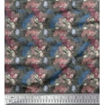 thumbnail image 1 of Soimoi Blue Cotton Duck Fabric Insect & Texture Print Fabric by Yard 42 Inch Wide, 1 of 2