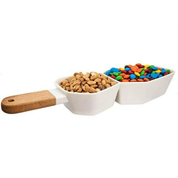 Snack Dish with Divided Plastic Compartments and Bamboo Handle by Machika
