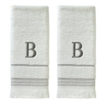 SKL Home Casual Monogram Hand Towel (2-Pack), "B", White