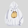 thumbnail image 2 of Xudanell Womens Hoodie Long Sleeve Pullover Doubtful Little Cat Printed Hoodie Solid Fall Clothes for Women White L, 2 of 3