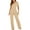 Beige, variant on Homenesgenics Womens Jumpsuits Summer Women Strappy Waist Up Short Sleeved Jumpsuit with V-Neck Wide Leg Beige L