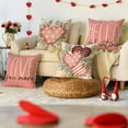 thumbnail image 5 of Hello Valentine Love You More Eucalyptus Leaves Pink Throw Pillow Covers, 20 x 20 Inch Buffalo Plaid Polka Dot Stripes Love Hearts Cushion Case Decoration for Sofa Couch Set of 4, 5 of 6