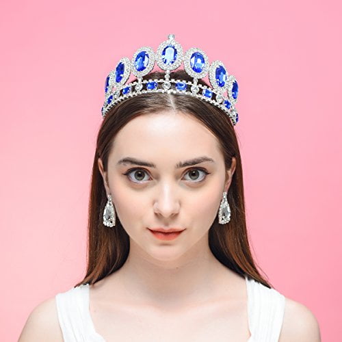 DcZeRong Princess Tiara Queen crown Silver Birthday Prom Pageant Women