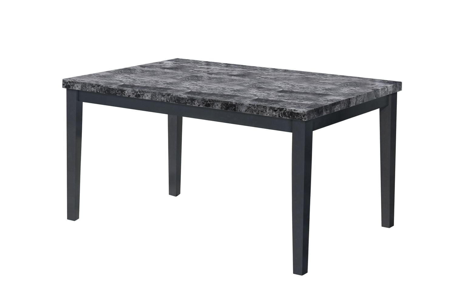 AERYS WINSOR ENSEMBLE DE TABLE À MANGER EN BOIS SOLIDWOOD 6 PIÈCES AVEC TABLE À DESSUS EN FAUX MARBRE, 4 CHAISES EN PU ET 1 BANC EN PU, COULEUR GRIS