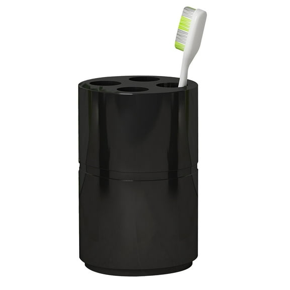 nu steel Loft Toothbrush Holder Shiny Black Resin Finish
