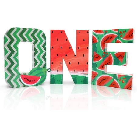 

Watermelon One Letter Sign - Cake Smash Photo Prop for 1st Birthday Party - Large Freestanding Paper Mache Number Sign