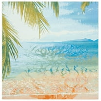 SAFAVIEH Barbados Beach Waves Outdoor Area Rug, Gold/Blue, 6'6" x 6'6" Square
