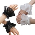 thumbnail image 2 of Simple Detachable Sleeves Cuffs Lace Wedding Flounces Ruffled White Wrist Warmer Ruffled for Sweater Women, 2 of 8