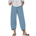 thumbnail image 2 of RXIRUCGD Women's Summer Comfortable Loose Wide Legged Fashion Solid Color Capris, Blue, Size: XL, 2 of 5