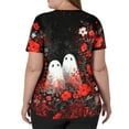 thumbnail image 3 of LHVUOA Women's Halloween Scrubs Top Cute Halloween Print Short Sleeve V Neck Blouses Stretch Medical Scrubs Blouses T Shirts with Pockets, 3 of 5