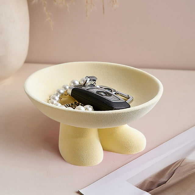 Cuenco de cerámica para almacenar, cuenco con base, cuenco redondo para postre, frutero, cuenco decorativo para la decoración de la mesa de la cocina.