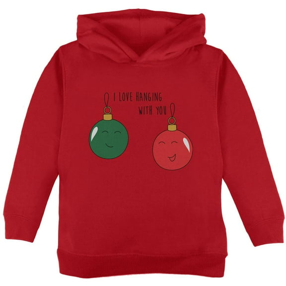 Christmas I Love Hanging With You Ornament Pun Toddler Hoodie Red 2T