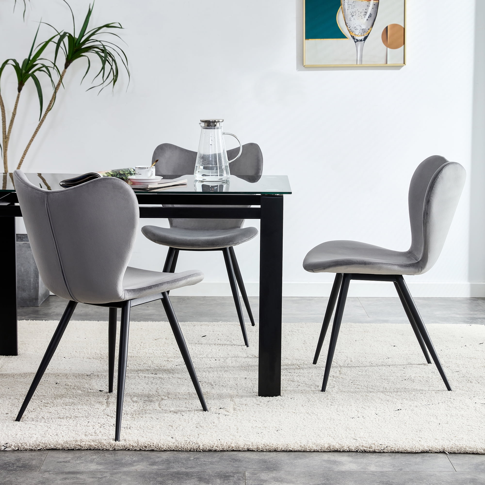 Kepooman Set of 2 Dining Chair, Modern Velvet Chair kitchen Chair with Metal Leg, Green Kepooman Set of 2 Dining Chair, Modern Velvet Chair kitchen Chair with Metal Leg, Green
