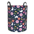 thumbnail image 2 of Balery Floral Rabbit Round Laundry Basket with Handles Waterproof Freestanding Laundry Hamper for Clothes Toys in the Dorm and Family-Small, 2 of 8