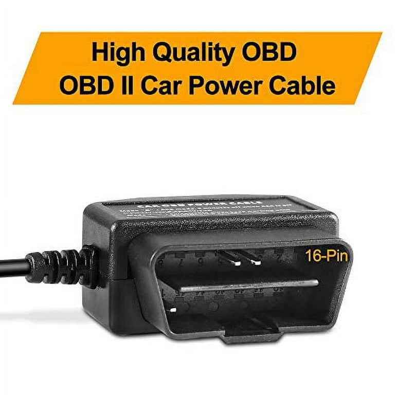 ssontong Upgraded OBD2 OBD Power Cable for Dash Camera, OBD to Type-C USB  OBDII Adapter Hardwire Charger Cable 24 Hours Surveillance and Acc Two Mode