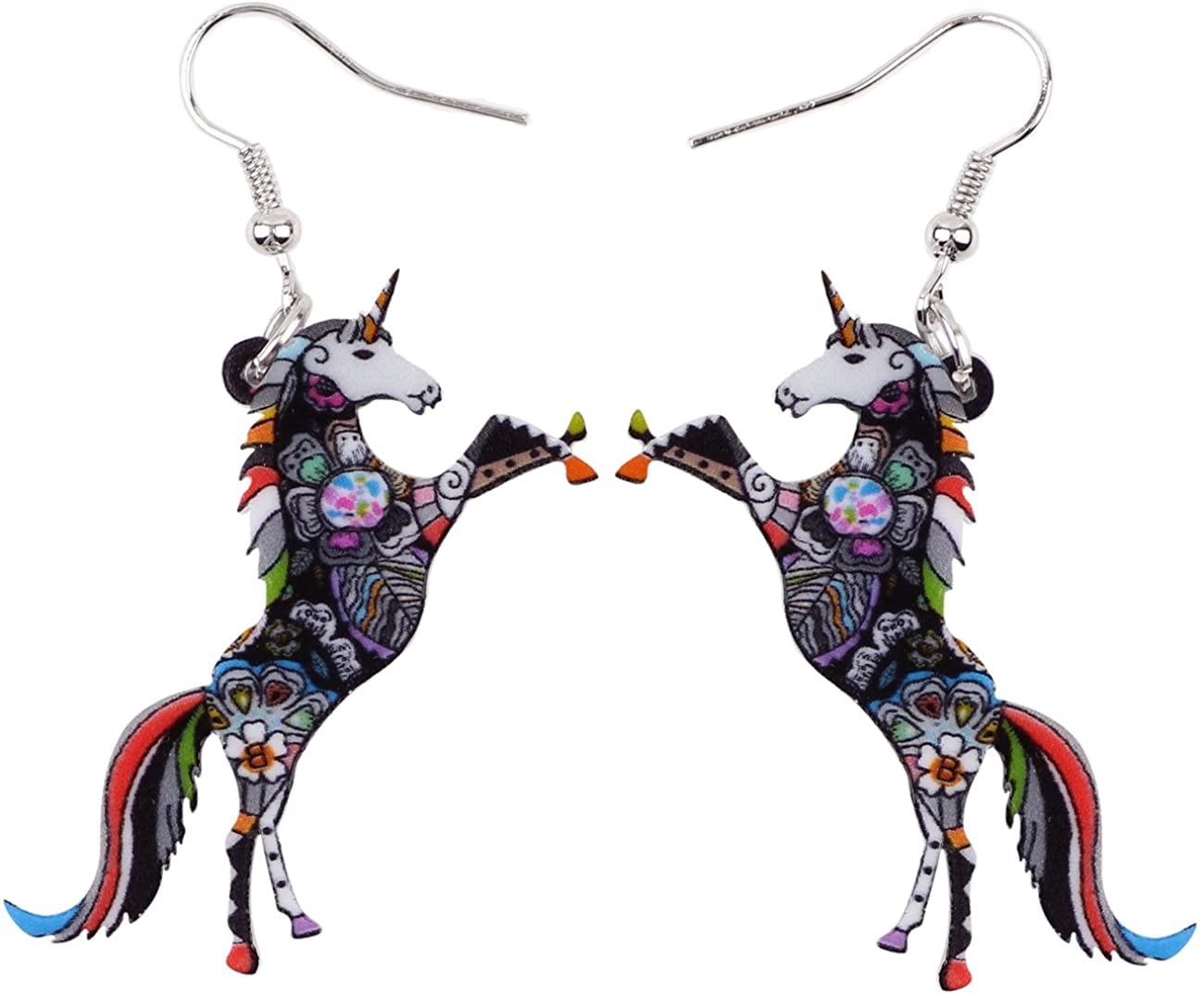 Magical Unicorn Dangle Earrings with Blue Onyx 