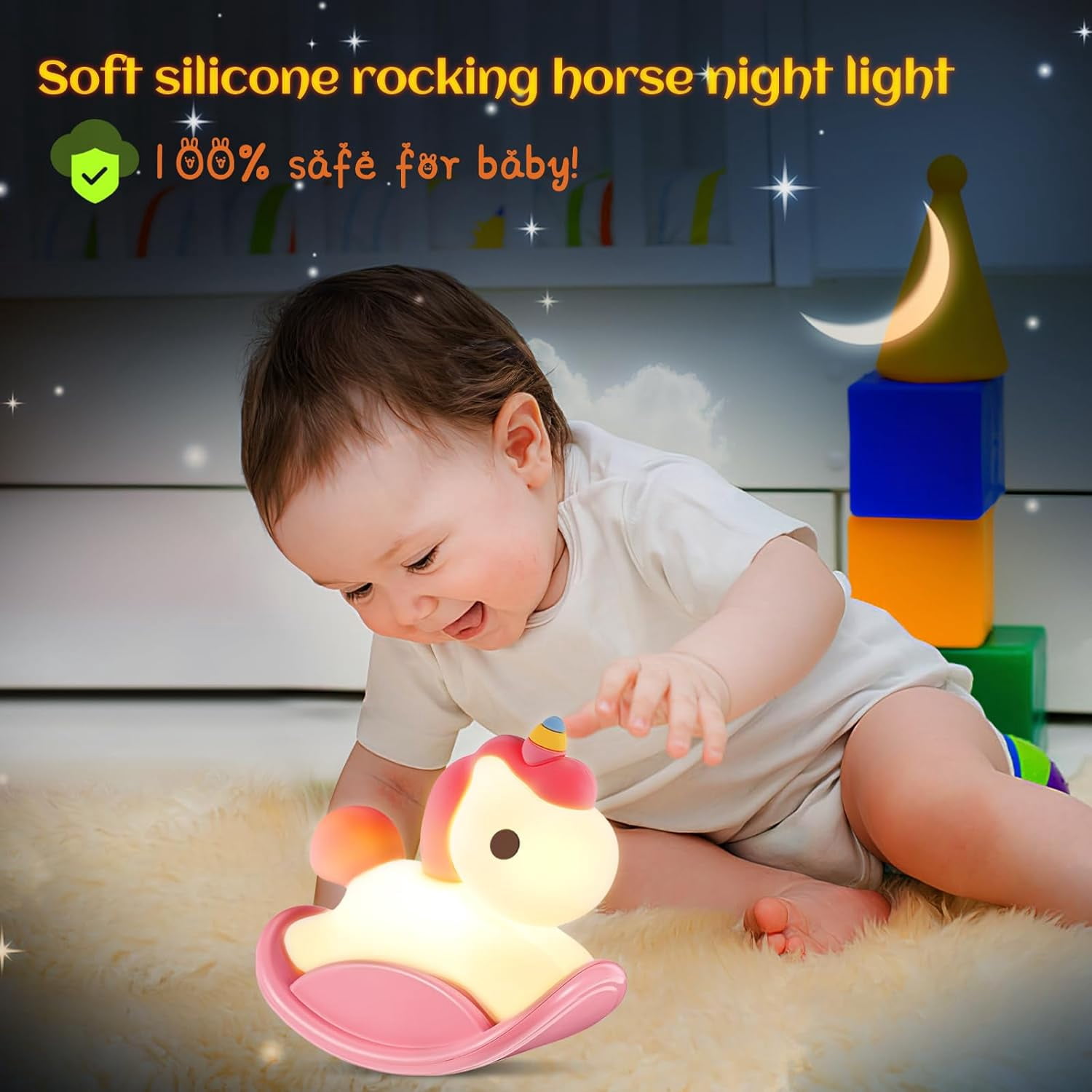 LINLIN Night Light Kids Gifts for Boys and Girls, Silicone Baby Nightlight Newborn Night Lamp, Rechargeable Timing Night Light Cute Room Decor Birthday Gift for Babies Boy Girl Bedroom Nursery