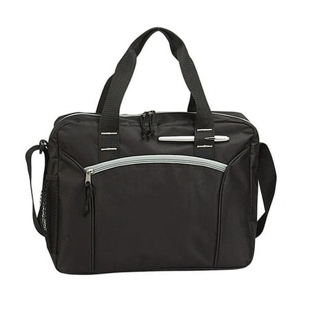 Lightweight Lined Briefcase - Side School College Breifcase, Black, Light weight soft side school college briefcase