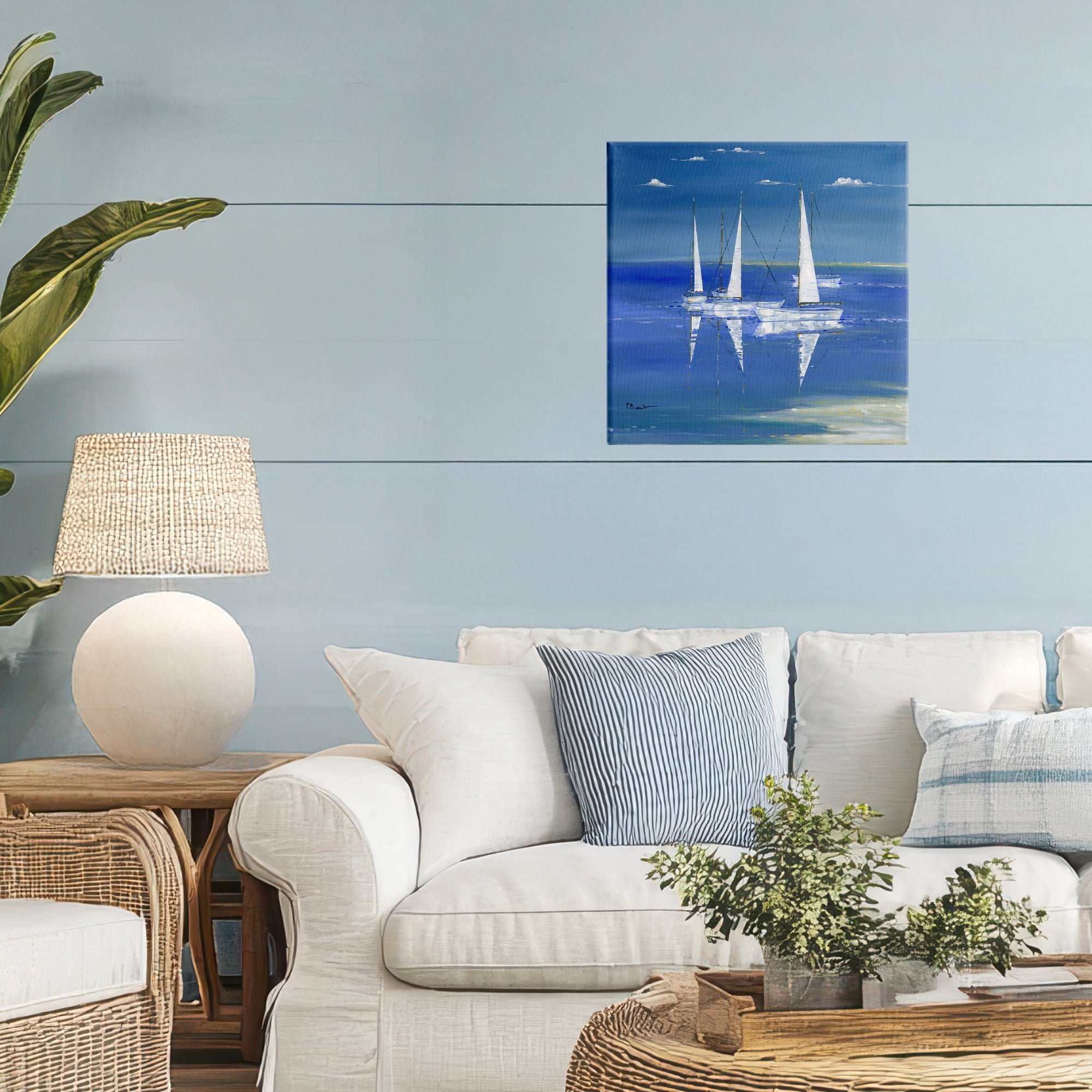 Stupell Industries Serenity Sailboats Reflected on Water Canvas Wall Art, design by Paul Brent