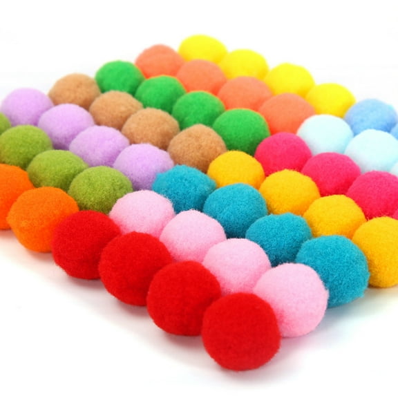 Raindrops 100 Pcs Assorted Color Fuzzy Pom Pom 3cm for Crafts Handmade Projects and Educational Activities
