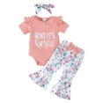 thumbnail image 3 of CAICJ98 Newborn Baby Girls Fall Clothes Summer Outfits Mommy is My Bestie Letter Print Short Sleeve Romper Floral Pants Headband Set Infant Outfits for Girls (Pink,6-12 Months), 3 of 7