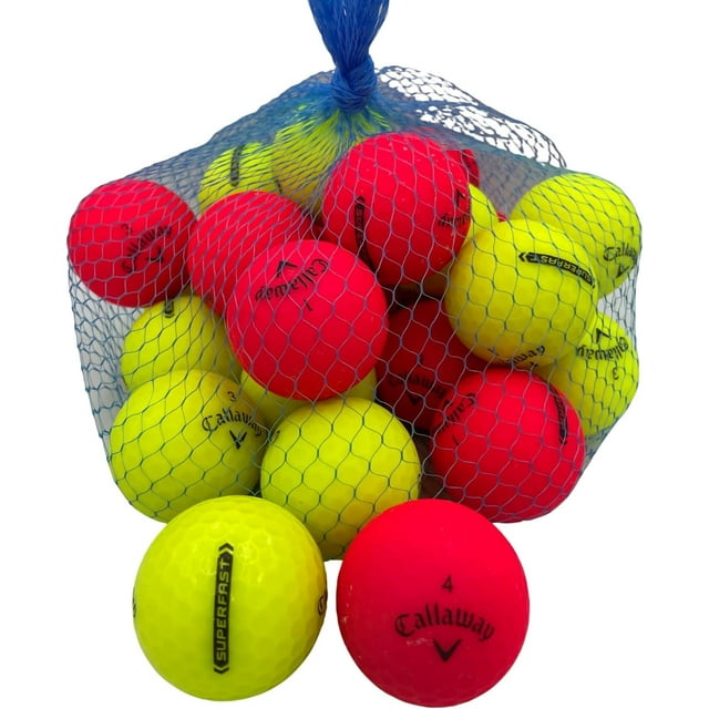Golf Ball Planet - Balles de Golf Recyclées Callaway Superfast (3a/bon, Lot de 24, Mat Rouge/jaune)
