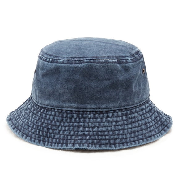 HUANLEDASH Bucket Hat Solid Color Washed Vintage Anti-UV Sunscreen Decorative Denim Unisex Women Men Cap Headwear