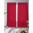 thumbnail image 3 of Sheer Curtain Panels Red Rod Pocket Voile Window Curtains Solid Color Window Treatments Ligh Filtering Privacy Curtain Drapes for Bedroom Living Room 2 Panel Set 108 Inch Length,, 3 of 9