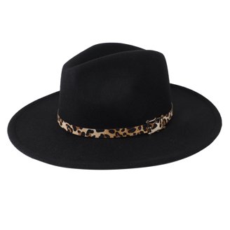 Leopard Band Black Wide Brim Hat Leopard Band Toyo Straw Safari Fedora Hat – Village Hat Shop main image 4