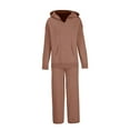 thumbnail image 4 of CILENON Sweatsuit Women's Casual Fall/Winter 2 Piece Sweater Set With Long Sleeved Hoodie And Pocket Wide Leg Pants Set Tracksuit Conjuntos Deportivos Para Mujer Plus Size 2 Piece Sets (Coffee,XL), 4 of 4