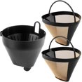 thumbnail image 1 of Replacement Parts 1pcs Filter Basket Holder with 2pcs Gold Tone filter, Compatible with Cuisinart Coffee Makers DCC-1100,SS-15, 1 of 7