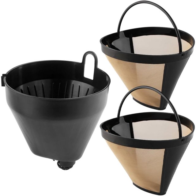 Replacement Parts 1pcs Filter Basket Holder with 2pcs Gold Tone filter, Compatible with Cuisinart Coffee Makers DCC-1100,SS-15