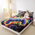 thumbnail image 4 of jejeloiu 3D Console Lovers Queen Sheet Sets,Modern Video Game Flat Sheet,Colorful Graffiti Artwork Queen Fitted Sheet For Men Women,Luxury Bedroom Decor,4-Piece, 4 of 7