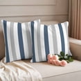 thumbnail image 2 of Blue Gray Striped Outdoor Waterproof Pillow Covers, Farmhouse Stripe Art Decorative Square Throw Pillowcase Sofa Cushion Sham for Patio/Couch/Chair, 18"x18" 2 Pack, 2 of 8