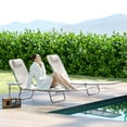 thumbnail image 2 of Outsunny 2-Piece Folding Chaise Lounge, Reclining Sun Tanning Chairs, Cream, 2 of 10