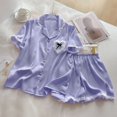 thumbnail image 3 of Conjunto de Pijama de 2 piezas con corazones de encaje para mujer, ropa de dormir de manga corta, estilo coreano, para estar en casa, Verano, 3 of 4