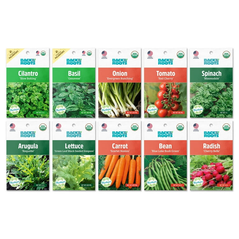 Back to the Roots Beginner s Organic Vegetable Garden Seeds Variety Pack 10 Pack
