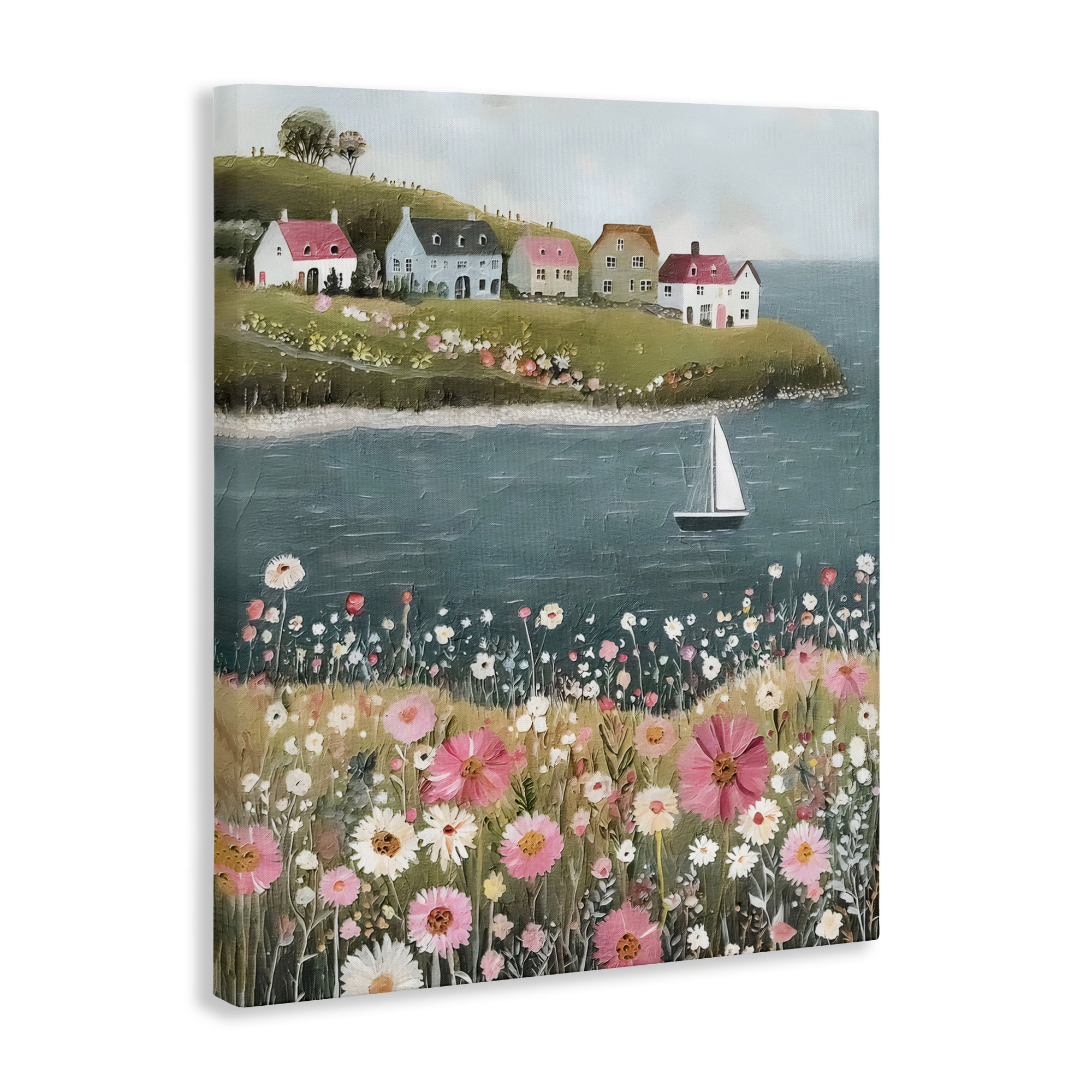 Stupell Industries Pink Meadow & Sailboats Canvas Wall Art, design by Riley B