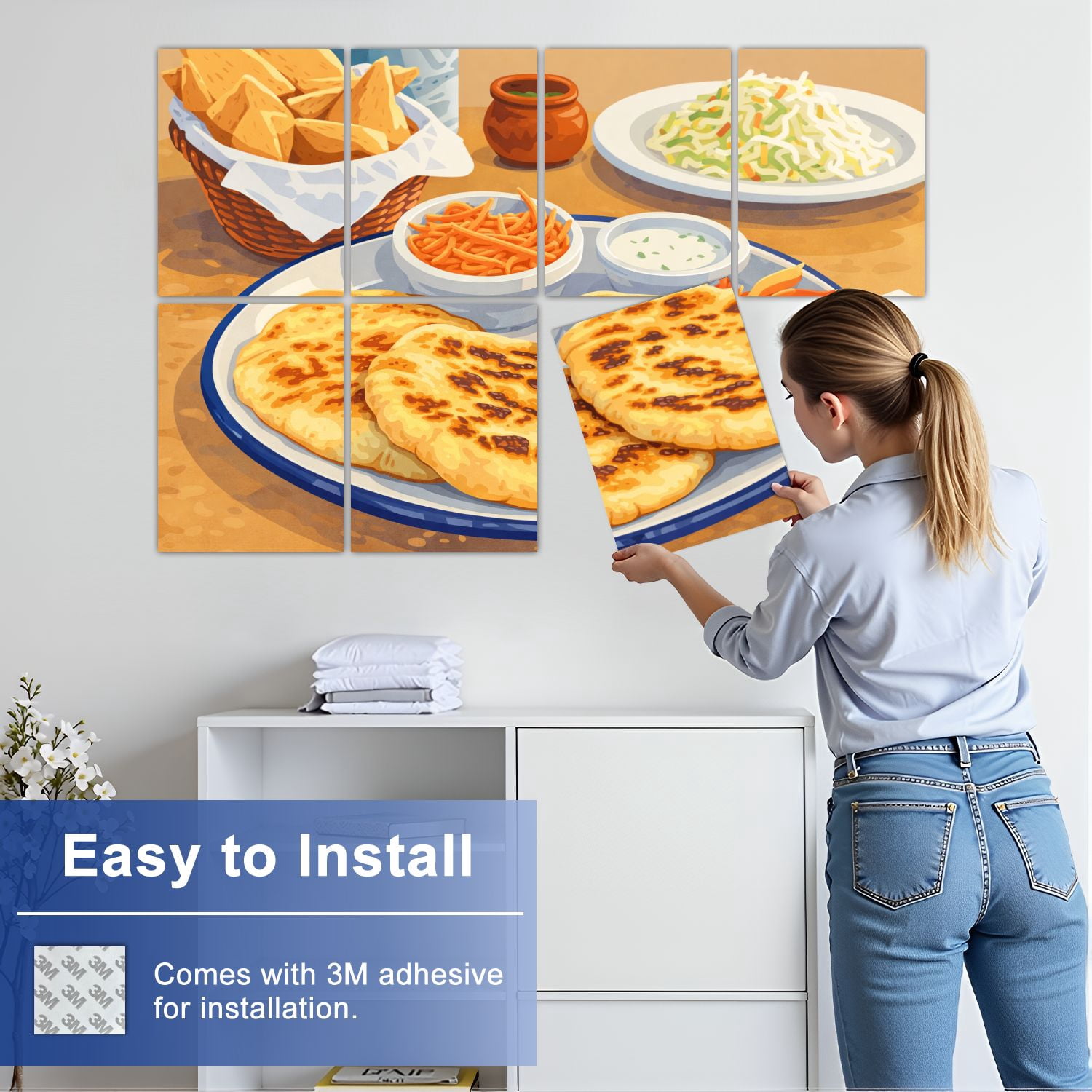 8 Pack Art Acoustic Panels Sound Absorbing dish pupusas others mexican food table Decorative Soundproof Wall Panels Self Adhesive for Nursery Game Room Bedroom 48"x32"