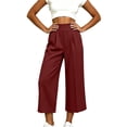 thumbnail image 5 of Bloomae Capri Pants for Women Wide Leg High Waisted Pleated Dress Pants Business Casual Capris Work Office Cropped Slacks Trousers with Pockets, 5 of 8