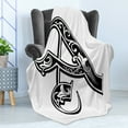 thumbnail image 4 of Letter a Soft Flannel Fleece Blanket, Abstract Design Early Medieval Period Soft Curved Lines Dark Contrasting Colors, Cozy Plush for Indoor and Outdoor Use, 60" x 80", Black White, by Ambesonne, 4 of 5