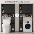 thumbnail image 3 of DIYART 67.8" H Over The Toilet Storage Cabinet with Adjustable Shelves & Toilet Paper Holder, Farmhouse Over Toilet Bathroom Organizer, Double Door Toilet Cabinet for Bathroom, and Laundry, Black, 3 of 8