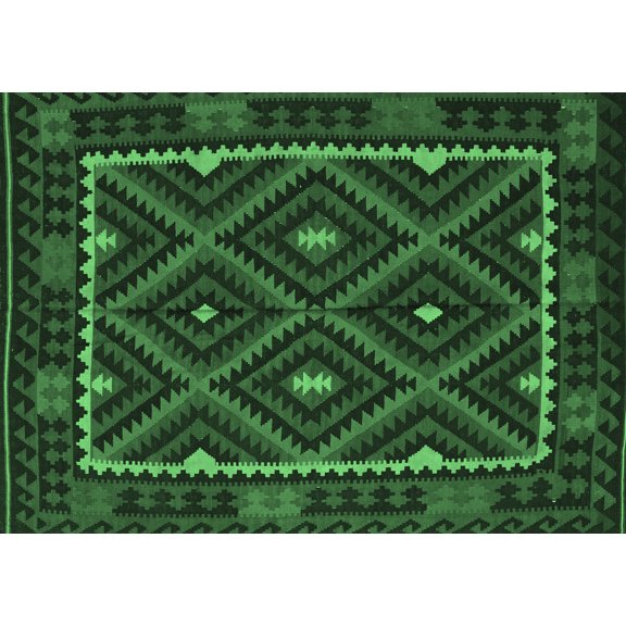 Ahgly Company Indoor Rectangle Oriental Emerald Green Traditional Area Rugs, 5' x 7'