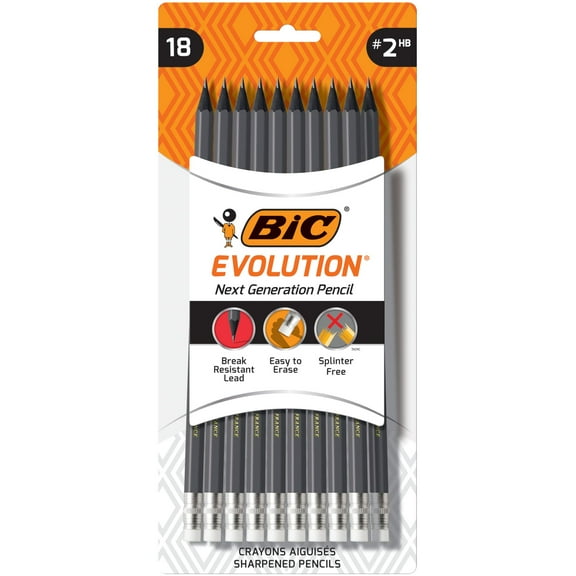 BIC Evolution Cased Pencil, #2 Lead, Gray Barrel, 18 Count