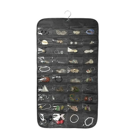 Hanging Jewelry Organizer, EEEkit 80 Pockets Double Sided Hanging Jewelry Organizer Display Pouch Accessories Holder Storage Bag, Ideal for Bathroom Travel Holding Jewelries Use