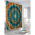 thumbnail image 3 of Abstract Art Shower Curtain Set ，Waterproof Fabric Shower Curtains Turquoise Orange Tie-Dye Art Ethnic Style Geometric Shower Curtains for Bathroom,Bathroom Decor 36"x72", 3 of 6