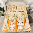 thumbnail image 3 of Feelyou Cute Cartoon Rabbit Twin Sheet Sets for Kid, Kawaii Orange Carrot Twin Fitted Sheet, Happy Easter Theme Flat Sheet, Ultra Soft Bedroom Decor, 3-Piece, 3 of 8