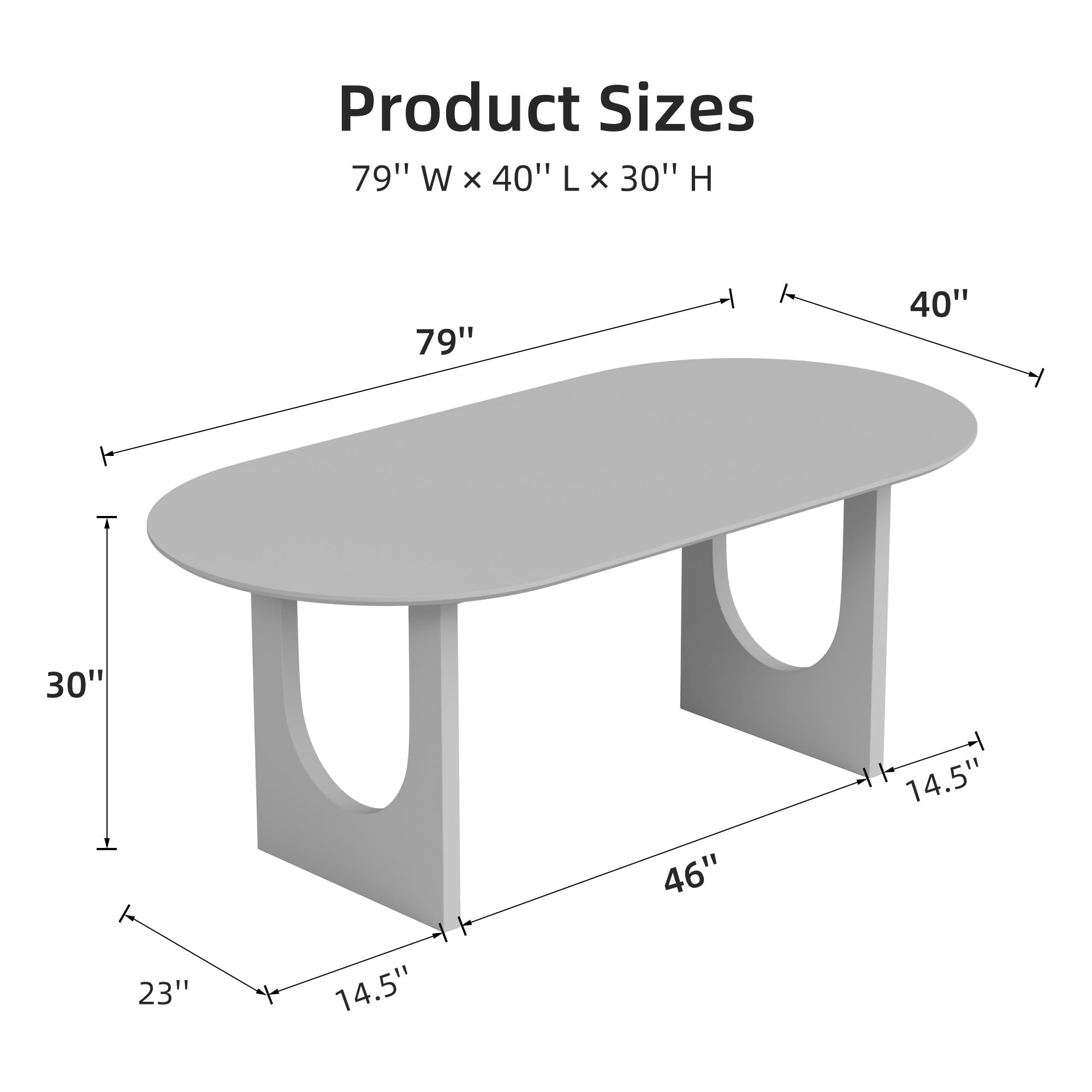MAYEERTY 79"×40"×30" Walnut Oval Dining Table - Arch-Shaped Legs, Classic Tone for Home Decor