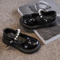 thumbnail image 4 of Bxsruta Girls Mary Janes Shoes Pearl Bowknot Flat Heels Princess Dress Shoes for Kids, 4 of 8