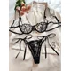 thumbnail image 5 of Conjunto de lencería con bordado de corazones, sujetador de malla sin forro y tanga de tiras, lencería y ropa interior sexy para mujer, 5 of 5